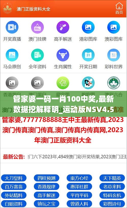 管家婆一碼一肖100中獎,最新數(shù)據(jù)挖解釋明_運(yùn)動版NSV4.523