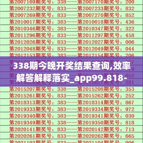 338期今晚開(kāi)獎(jiǎng)結(jié)果查詢,效率解答解釋落實(shí)_app99.818-8