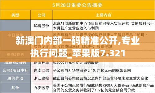 新澳門內(nèi)部一碼精準公開,專業(yè)執(zhí)行問題_蘋果版7.321