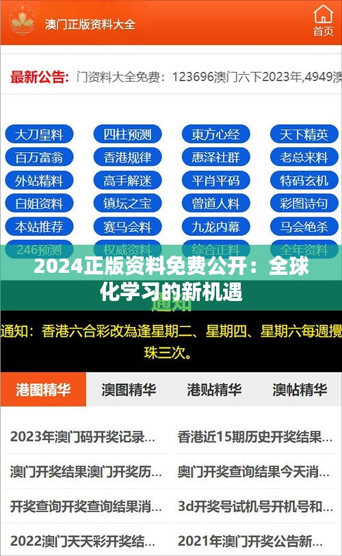 2024正版資料免費公開：全球化學(xué)習(xí)的新機遇