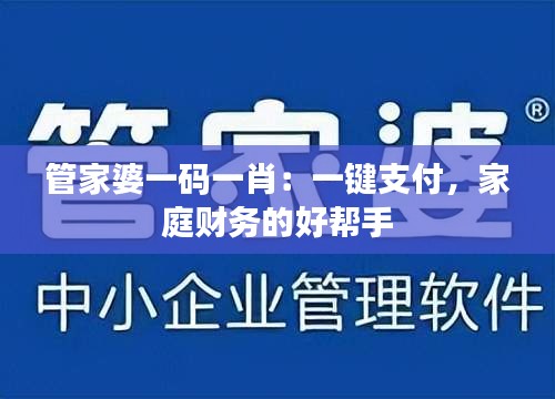 管家婆一碼一肖：一鍵支付，家庭財(cái)務(wù)的好幫手