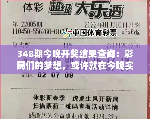 348期今晚開獎結(jié)果查詢：彩民們的夢想，或許就在今晚實現(xiàn)