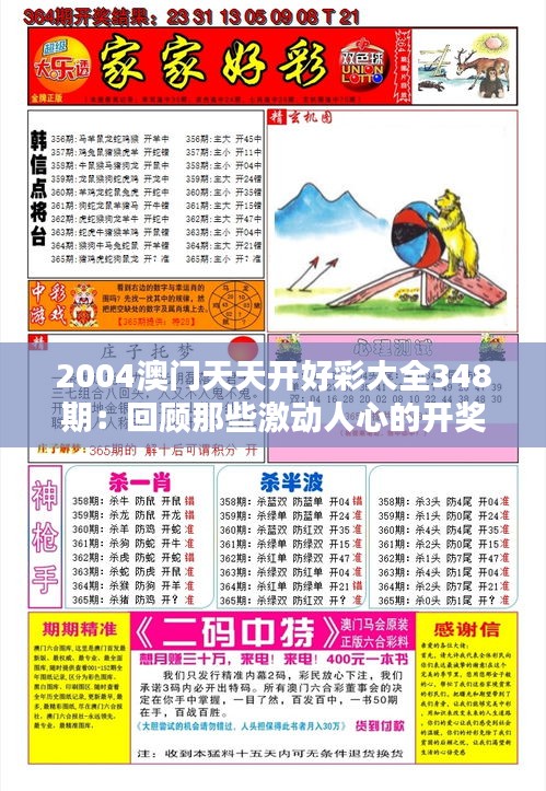 2004澳門天天開好彩大全348期：回顧那些激動人心的開獎時刻