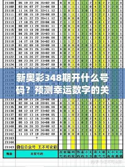 新奧彩348期開什么號(hào)碼？預(yù)測(cè)幸運(yùn)數(shù)字的關(guān)鍵