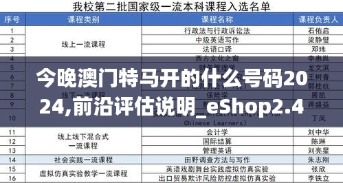 今晚澳門特馬開的什么號碼2024,前沿評估說明_eShop2.486