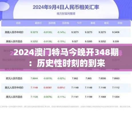 2024澳門特馬今晚開348期：歷史性時刻的到來