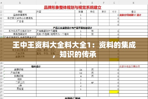 王中王資料大全料大全1：資料的集成，知識的傳承