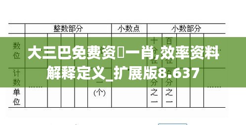 大三巴免費(fèi)資枓一肖,效率資料解釋定義_擴(kuò)展版8.637