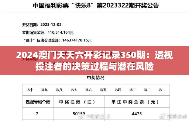 2024澳門天天六開彩記錄350期：透視投注者的決策過程與潛在風(fēng)險(xiǎn)