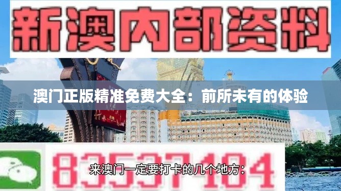 澳門正版精準(zhǔn)免費(fèi)大全：前所未有的體驗(yàn)