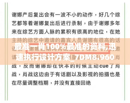 最準一肖100%最準的資料,迅速執(zhí)行設計方案_7DM8.960