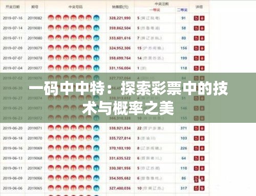 一碼中中特：探索彩票中的技術(shù)與概率之美