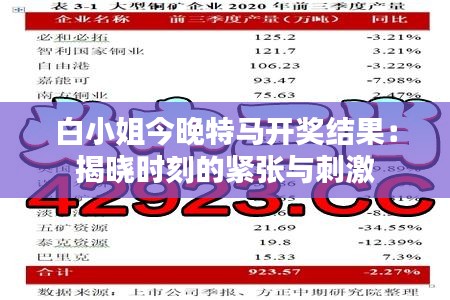 白小姐今晚特馬開獎結(jié)果：揭曉時刻的緊張與刺激