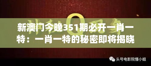 新澳門今晚351期必開一肖一特：一肖一特的秘密即將揭曉，今晚新澳門期待圓夢時刻
