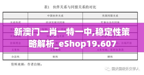新澳門一肖一特一中,穩(wěn)定性策略解析_eShop19.607