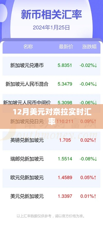美元對奈拉實時匯率（匯率查詢）