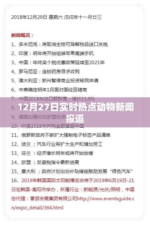 12月27日動物新聞熱點(diǎn)概述