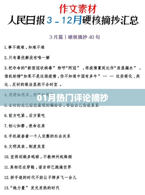 熱門評論精選，一月精彩觀點薈萃