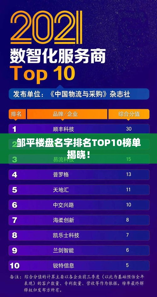 鄒平樓盤名字排名TOP10榜單揭曉！