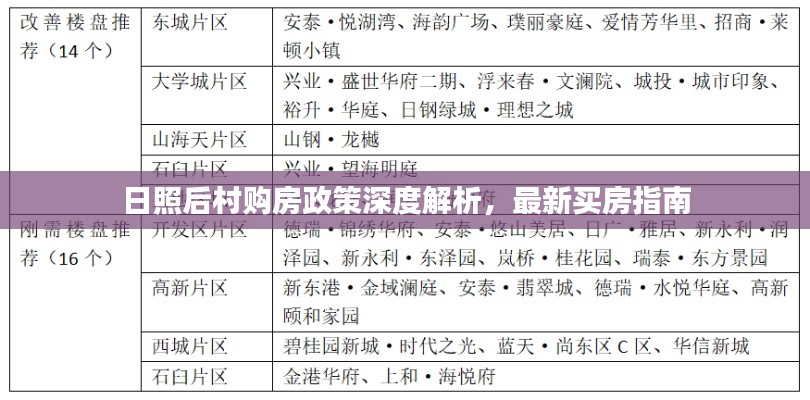 日照后村購房政策深度解析，最新買房指南