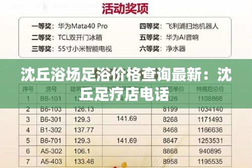 沈丘浴場足浴價格查詢最新：沈丘足療店電話 