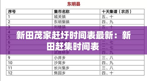 新田茂家趕圩時(shí)間表最新：新田趕集時(shí)間表 