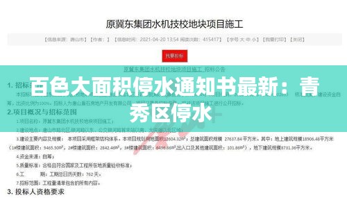 百色大面積停水通知書最新：青秀區(qū)停水 