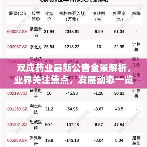 雙成藥業(yè)最新公告全景解析，業(yè)界關(guān)注焦點(diǎn)，發(fā)展動(dòng)態(tài)一覽