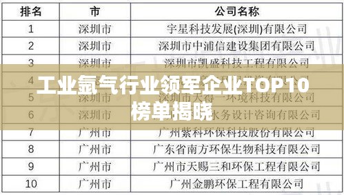 工業(yè)氬氣行業(yè)領(lǐng)軍企業(yè)TOP10榜單揭曉