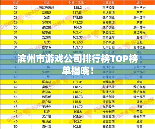 濱州市游戲公司排行榜TOP榜單揭曉！