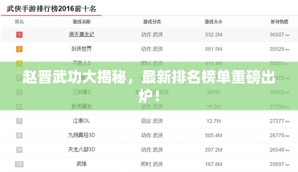 趙晉武功大揭秘，最新排名榜單重磅出爐！