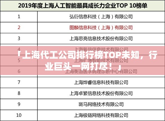 「上海代工公司排行榜TOP未知，行業(yè)巨頭一網(wǎng)打盡！」