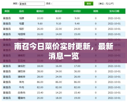 南召今日菜價實時更新，最新消息一覽