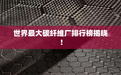 世界最大碳纖維廠排行榜揭曉！