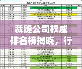 裁縫公司權(quán)威排名榜揭曉，行業(yè)領(lǐng)軍者的風(fēng)采與實(shí)力展示
