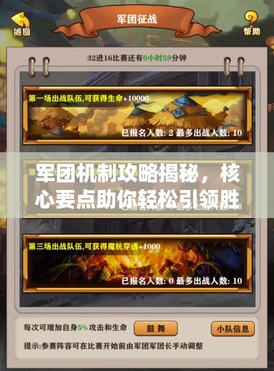 軍團(tuán)機(jī)制攻略揭秘，核心要點(diǎn)助你輕松引領(lǐng)勝利！