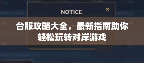 臺服攻略大全，最新指南助你輕松玩轉(zhuǎn)對岸游戲