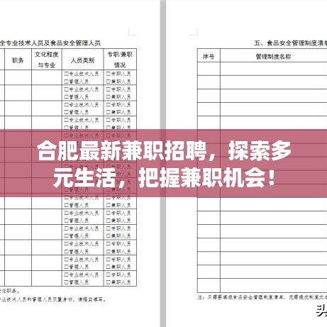 合肥最新兼職招聘，探索多元生活，把握兼職機(jī)會(huì)！