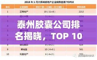 泰州膠囊公司排名揭曉，TOP 10企業(yè)榜單重磅出爐！