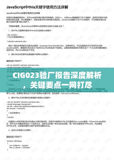 CIG023驗(yàn)廠報(bào)告深度解析，關(guān)鍵要點(diǎn)一網(wǎng)打盡