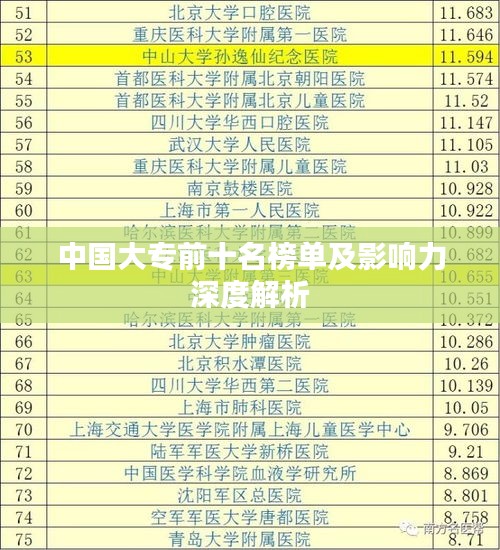 中國(guó)大專前十名榜單及影響力深度解析