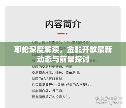 耶倫深度解讀，金融開放最新動態(tài)與前景探討