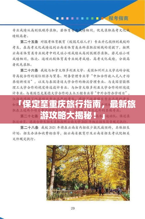 「保定至重慶旅行指南，最新旅游攻略大揭秘！」