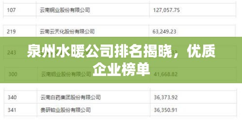泉州水暖公司排名揭曉，優(yōu)質(zhì)企業(yè)榜單