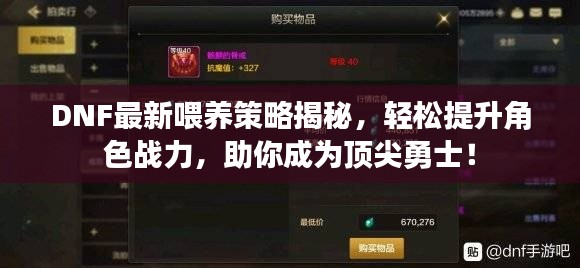 DNF最新喂養(yǎng)策略揭秘，輕松提升角色戰(zhàn)力，助你成為頂尖勇士！