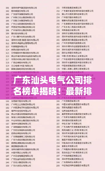 廣東汕頭電氣公司排名榜單揭曉！最新排名表一網(wǎng)打盡