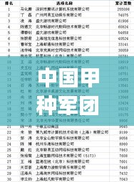 中國甲種軍團(tuán)前十強(qiáng)榜單揭曉！