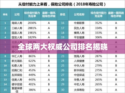 全球兩大權(quán)威公司排名揭曉