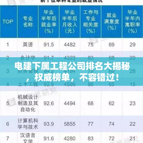 電建下屬工程公司排名大揭秘，權(quán)威榜單，不容錯過！