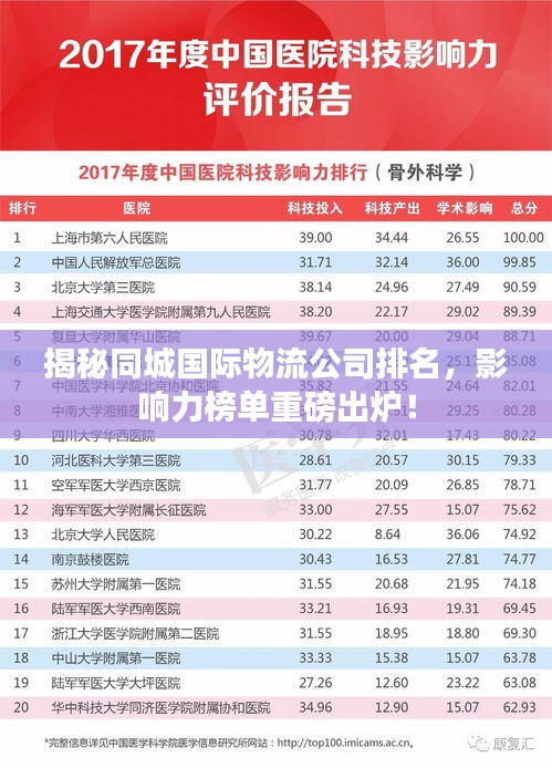 揭秘同城國(guó)際物流公司排名，影響力榜單重磅出爐！